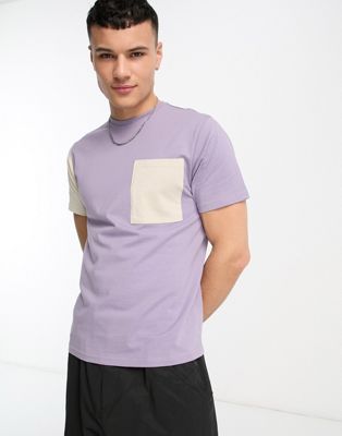 Фиолетовая футболка классического кроя с колор-блоками Another Influence Another Influence