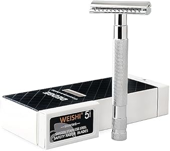 DEDGE Classic Double Edge Safety Razor Single Blade Weighted Design Razor for Men, Reusable Razor, with 5 Premium Razor Blades(Black) Dedge