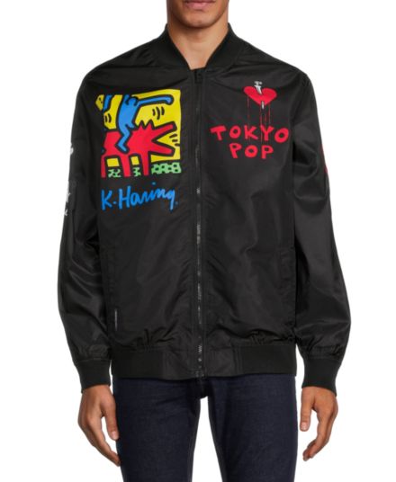 Куртка-бомбер с принтом Keith Haring Members Only