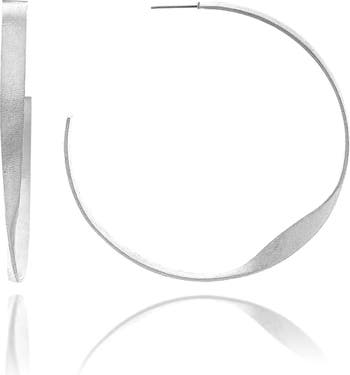 Скрученные открытые серьги-кольца с родиевым покрытием Rivka Friedman