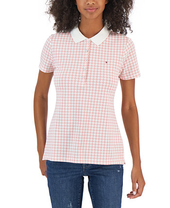 Женская футболка-поло с принтом "гусиные лапки" и короткими рукавами Tommy Hilfiger