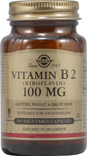 Витамин B2 Рибофлавин - 100 мг - 100 растительных капсул - Solgar Solgar