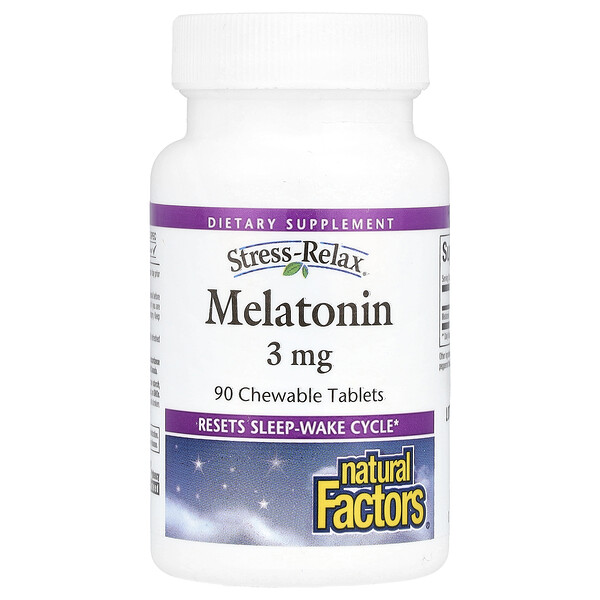 Melatonin - 3 мг - 90 жевательных таблеток - Natural Factors Natural Factors