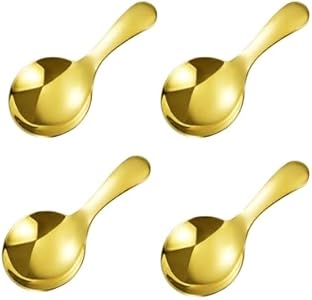 4PCS Mini Scoop for Canisters,Stainless Steel Short Handle Spoon Salt Spoons Condiments Spoon Dessert Spoon,Mini Spoon Candy Scoops WenTigDY