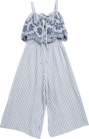 Popover Stripe Embroidered Jumpsuit Ava & Yelly