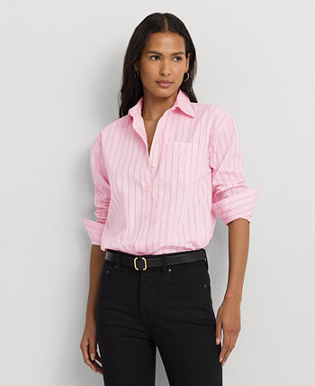 Женская хлопковая рубашка в полоску LAUREN Ralph Lauren