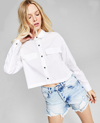 Женская рубашка из поплина с воротником, созданная для Macy's And Now This