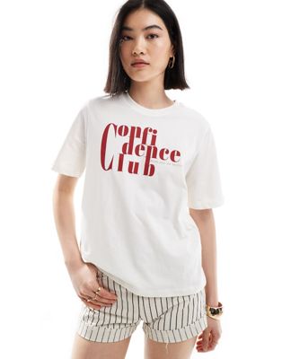 ONLY confidence club boxy t-shirt in white   ONLY