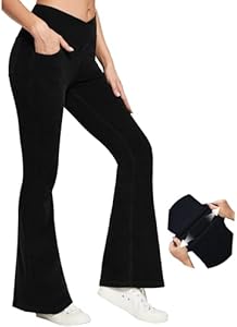 IUGA Bell Bottom Jeans for Women High Waisted Stretchy Flare Jeans Pull On Wide Leg Jeans V Cross Tummy Control Flare Pants Iuga