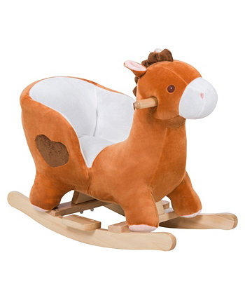 Детская крепкая плюшевая игрушка катается на лошадке-качалке пони-рокер для животных Qaba