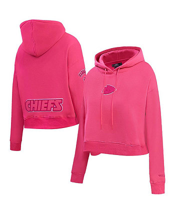 Женский укороченный пуловер с капюшоном Kansas City Chiefs тройного розового цвета Pro Standard