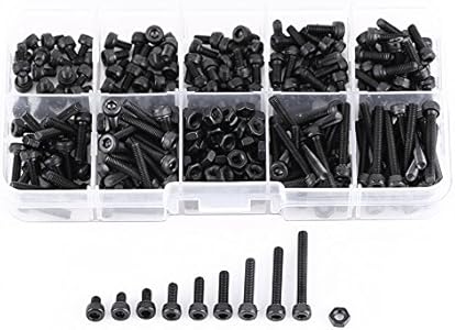 M3 12.9 Grade Alloy Steel Hex Socket Head Screws Nuts Assortment Kit, 280Pcs M3 x 4/5/6/8/10/12/16/20/25 Head Hex Socket Screw Nut Metric Machine Fastener Assortment Set Walfront