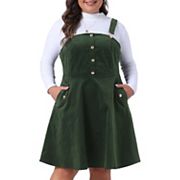 Corduroy Pinafore Short Dress for Women 2023 Plus Size Overall Dress Suspender Skirt Agnes Orinda