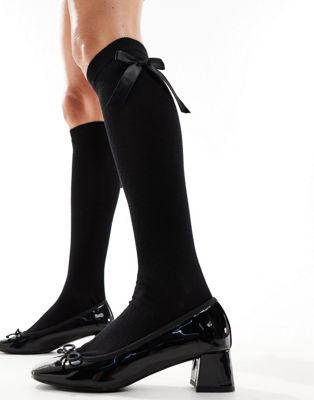 ASOS DESIGN knee high socks with bow in black  ASOS DESIGN