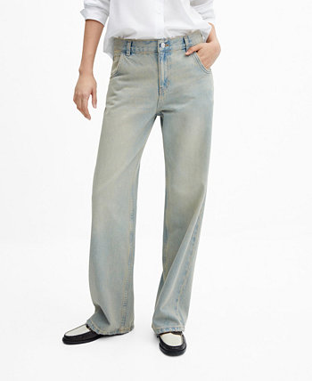 Женские широкие джинсы с заниженной талией MANGO