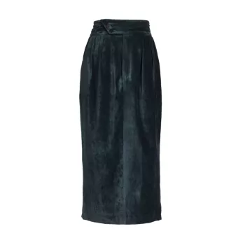 Вельветовая юбка миди со складками Polly Black Iris