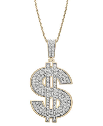 Men's Diamond Dollar Sign 22" Pendant Necklace (1/2 ct. t.w.) in 14K Gold-Plated Sterling Silver Macy's