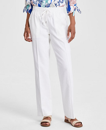 Женские льняные брюки с завязками на талии и карманами на пуговицах Jones New York