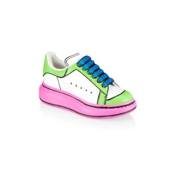 Маленькая девочка &amp;amp; Кожаные кроссовки Oversize для девочки с цветными блоками Alexander McQueen