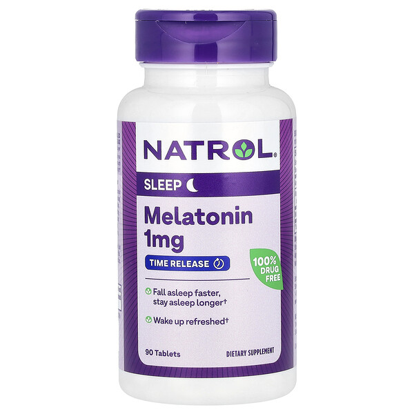 Мелатонин, Пролонгированное Высвобождение - 1 мг - 90 таблеток - Natrol Natrol