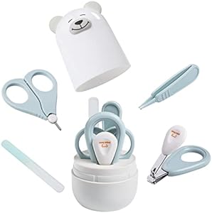 Baby Nail Clippers Set with Cute Case, Infant Fingernail and Toenail File Kit for Newborn Manicure and Pedicure, New Mom Grooming Gift PAPABEAR