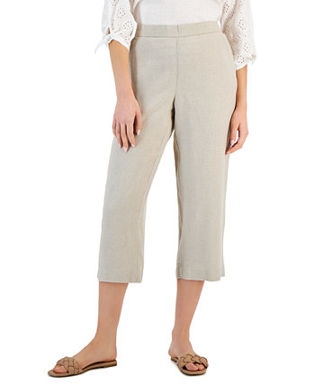 Женские укороченные брюки без застежек из 100% льна, созданные для Macy's Charter Club
