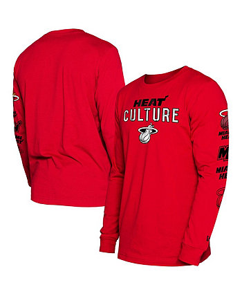 Мужская красная футболка с длинным рукавом Miami Heat 2023/24 City Edition New Era