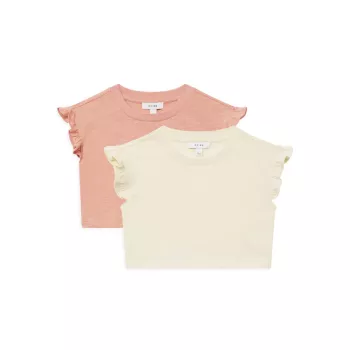 Маленькая девочка &amp;amp; Комплект укороченной футболки Saskia с рюшами для девочки для девочек REISS
