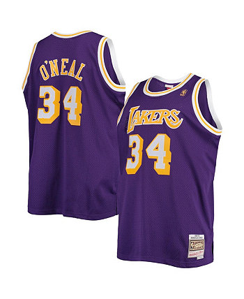 Men's Shaquille O'Neal Purple Los Angeles Lakers Big and Tall Hardwood Classics Swingman Jersey Mitchell & Ness