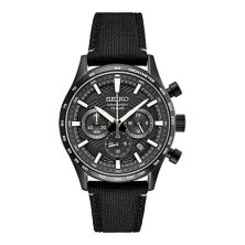 Мужские часы Seiko Essentials с черным циферблатом и ремешком-хронографом — SSB417 Seiko