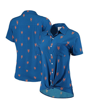 Женская рубашка Royal New York Mets на пуговицах со всеми логотипами FOCO