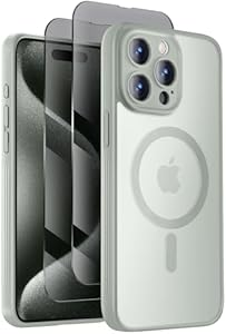 Чехол для iPhone 15 Pro Max с защитой камеры, совместимый с MagSafe, 2 защитных экрана, защита от падений 15FT, цвет Альпийский зеленый Symcele