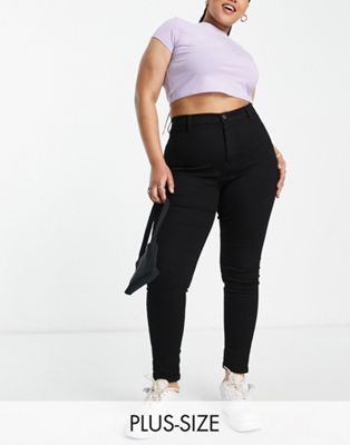 Черные эластичные джинсы скинни в стиле диско с высокой талией DTT Plus Chloe Don't Think Twice Plus