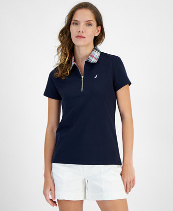 Women's Contrast-Collar Polo Short-Sleeve Top Nautica Jeans