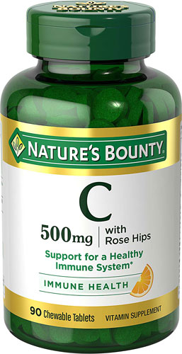 Nature's Bounty Chewable Vitamin C-500 с шиповником, натуральным апельсином, 500 мг, 90 жевательных таблеток Nature's Bounty