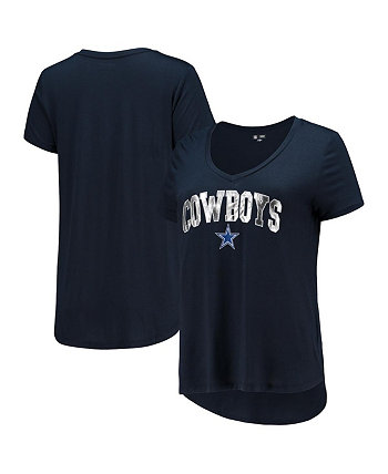 Женская темно-синяя футболка Dallas Cowboys Core из фольги New Era