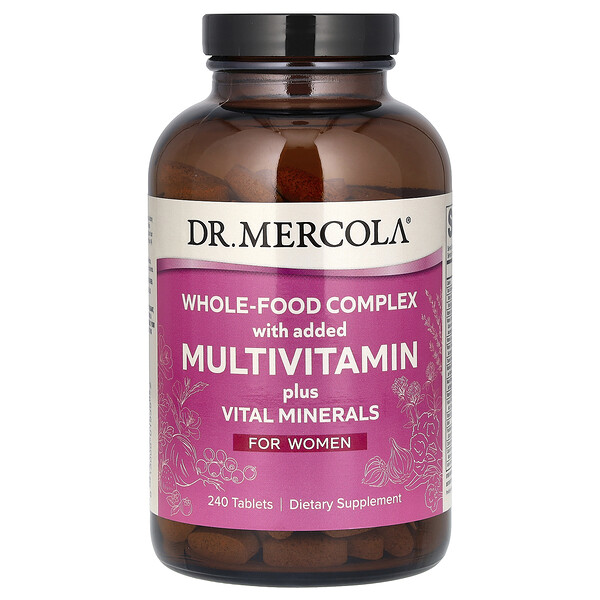 Цельнопищевой комплекс с добавлением мультивитаминов и жизненно важных минералов, для женщин, 240 таблеток Dr. Mercola