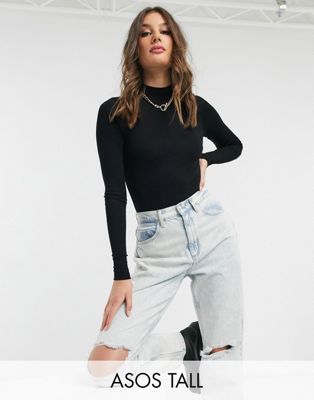 ASOS DESIGN Tall long sleeve bodysuit with turtle neck in black ASOS Tall