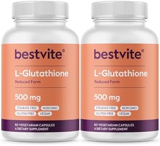 BESTVITE L-Glutathione 500mg (60 Vegetarian Capsules) - No Stearates - Vegan - Non GMO - Gluten Free Bestvite