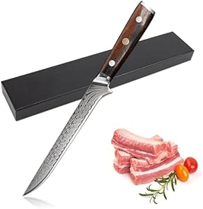 RedCall Boning & Fillet Knife,Ultra Sharp Japanese Boning Knife,Damascus Steel Butchers Knife,Full Tang & Ergonomic Handle Ideal Gift RedCall