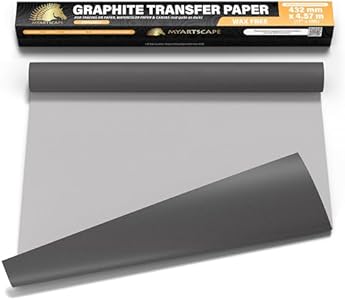 MyArtscape Graphite Transfer Paper Roll, Wax-Free, 17" x 15ft Transfer Paper Roll, Graphite Paper, Precise Carbon Paper Ideal as tracing Paper for Drawing MyArtscape