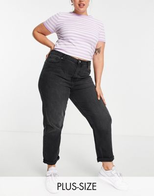 Черные выстиранные джинсы в винтажном стиле DTT Plus Veron Don't Think Twice Plus