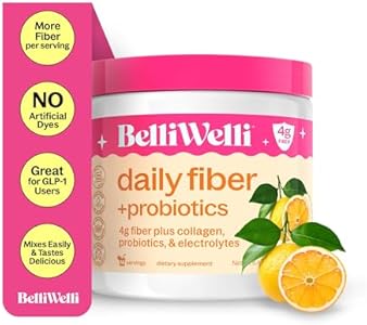 Daily Fiber Supplement with Added Collagen, Probiotics and Electrolytes | Supports Digestive Health and Regularity | Cucumber Lime Mint | 16 Servings (Порции) Belli Welli