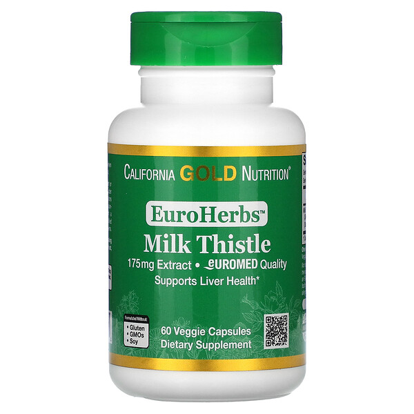 EuroHerbs, Экстракт расторопши, европейское качество, 175 мг, 60 растительных капсул California Gold Nutrition