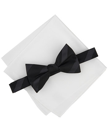 Men's Westfield Stripe Bow Tie & Solid Pocket Square Set, Created for Macy's Alfani