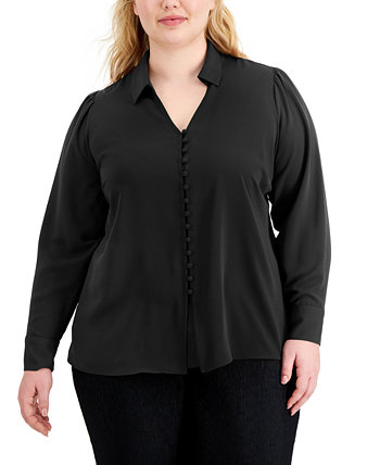 Однотонная блуза больших размеров на пуговицах спереди, созданная для Macy's Alfani