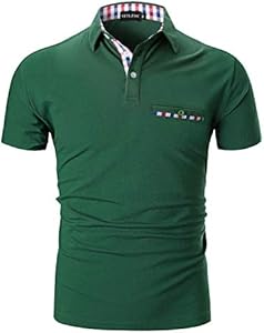 Polo Shirts for Men Short Sleeve Casual Fit Plaid Collar T-Shirts STTLZMC