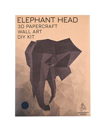 3D Papercraft Wall Art DIY Kit, набор с головой слона PaperCraft World