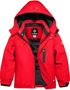 GEMYSE Boy's Waterproof Ski Snow Jacket Hooded Fleece Lined Windproof Winter Jacket GEMYSE