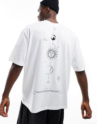 Белая мужская футболка ASOS DESIGN Oversized со стильным принтом на спине ASOS DESIGN